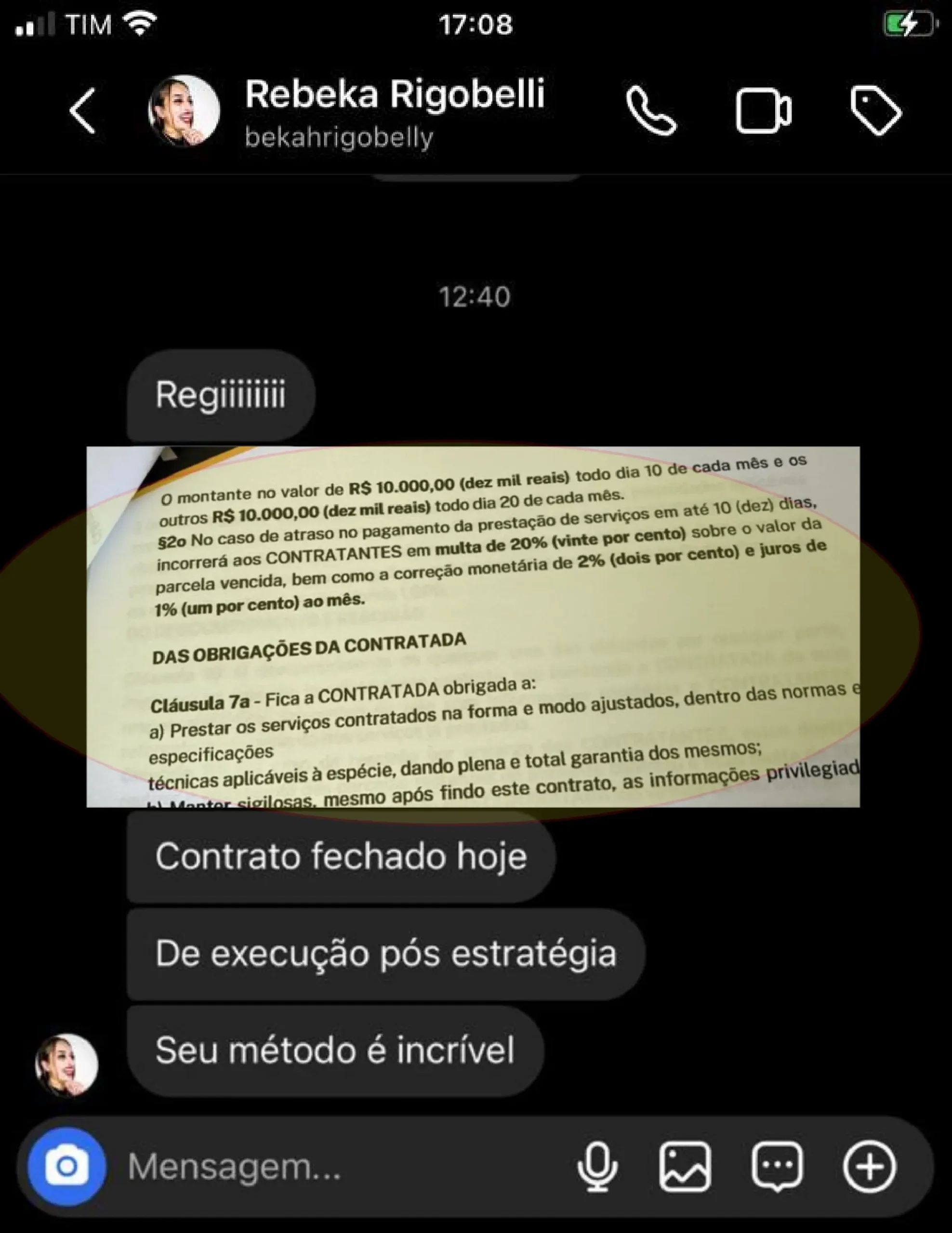 Depoimento de aluna