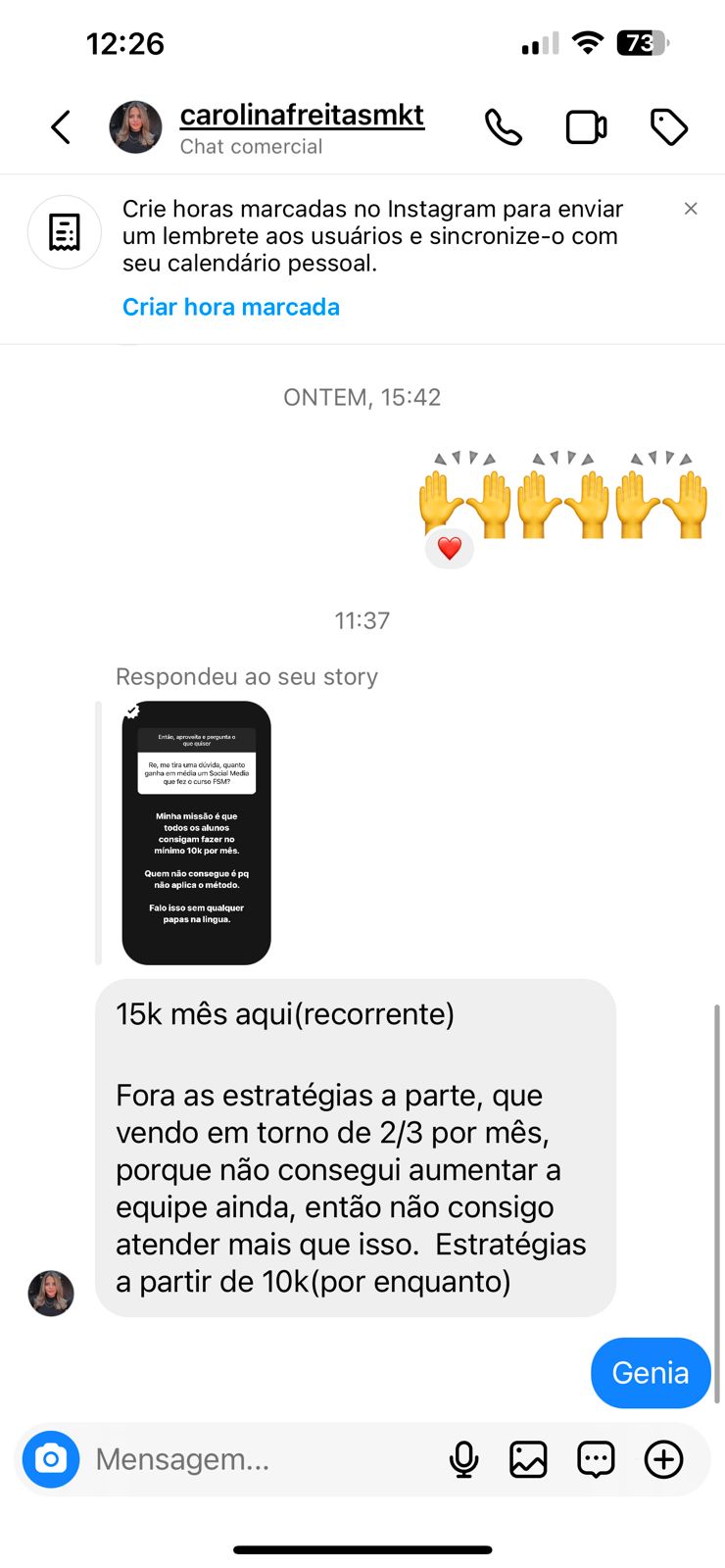 Depoimento de aluna