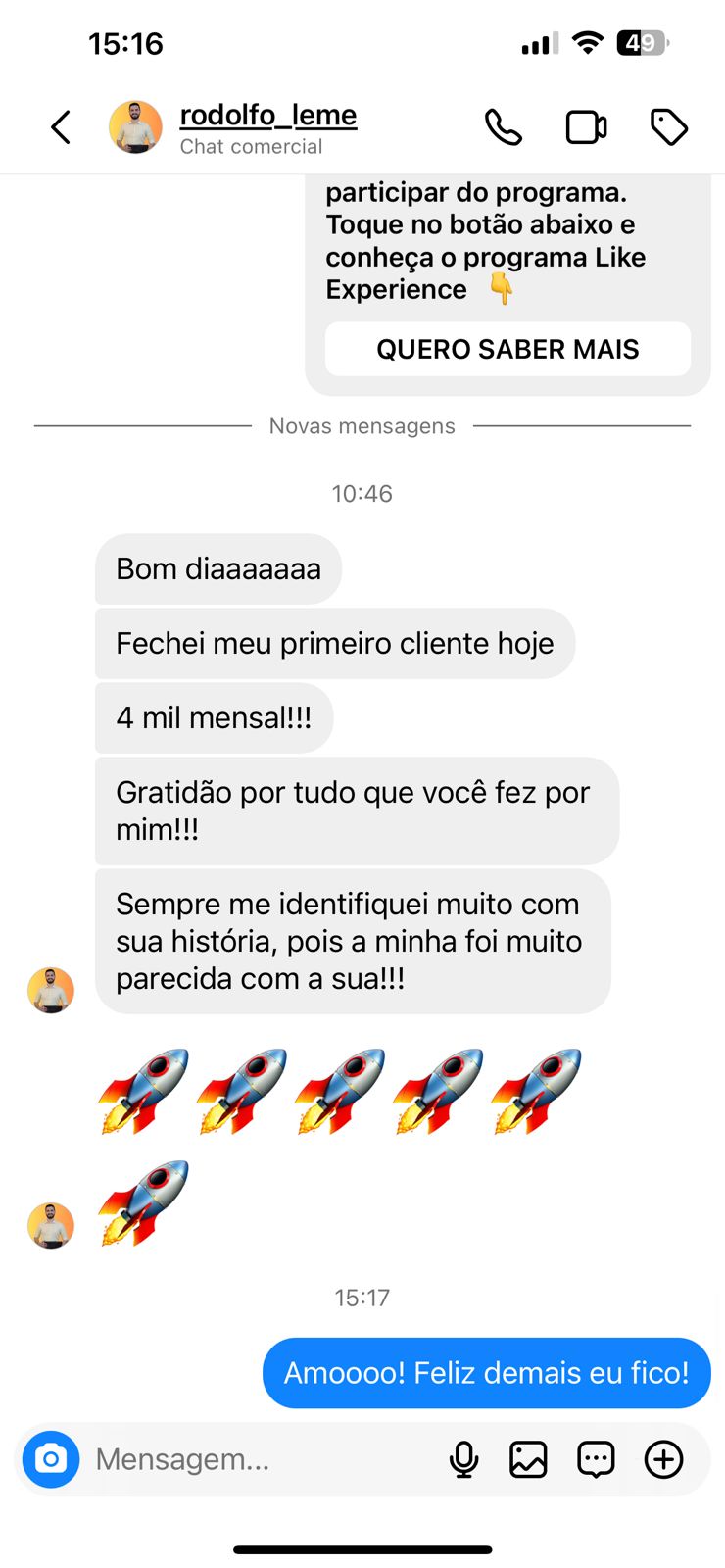 Depoimento de aluna
