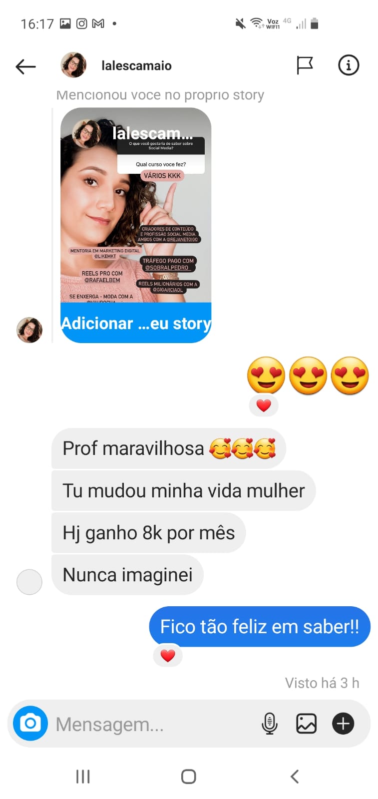 Depoimento de aluna