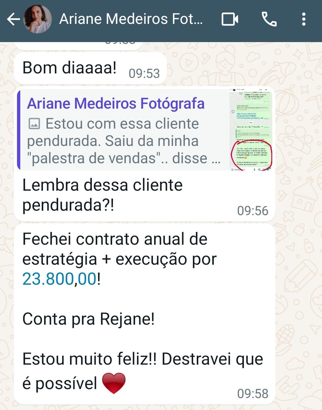 Depoimento de aluna